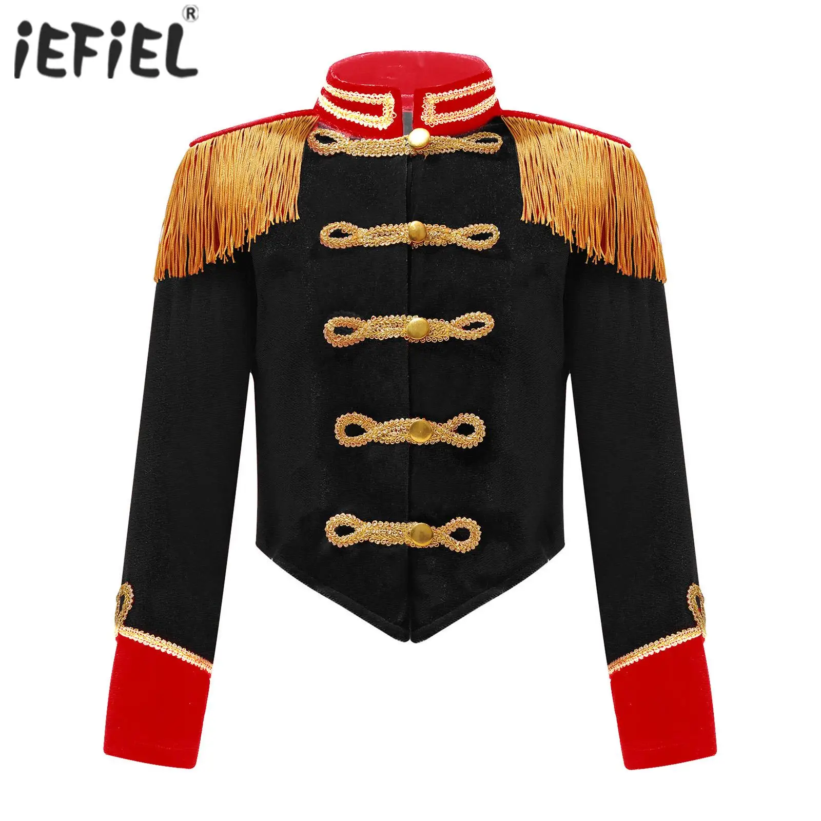 

Kids Girls Fringe Tassel Epaulet Jacket Circus Ringmaster Cosplay Costume Ringleader Drummer Cosplay Performance Costume