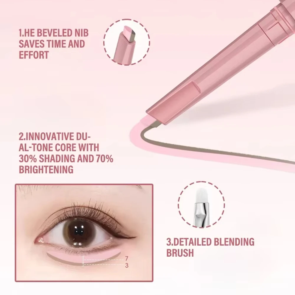 ดินสอเขียนใต้ตาสองสี 2 in 1 ไฮไลท์เตอร์เพิ่มความสว่าง สีชมพูนู้ด ใช้เป็นอายแชโดว์แบบแท่ง Aegyo Sal Lying Silkworm