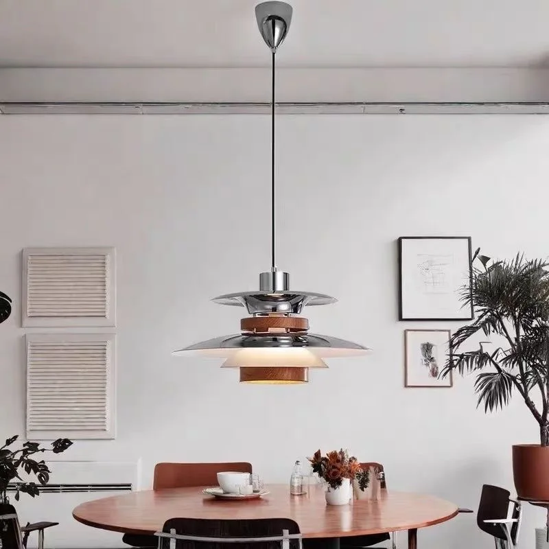 Estilo medieval disco voador e27 lustre restaurante prata quarto sala de estar mesa jantar lâmpadas penduradas iluminação interior