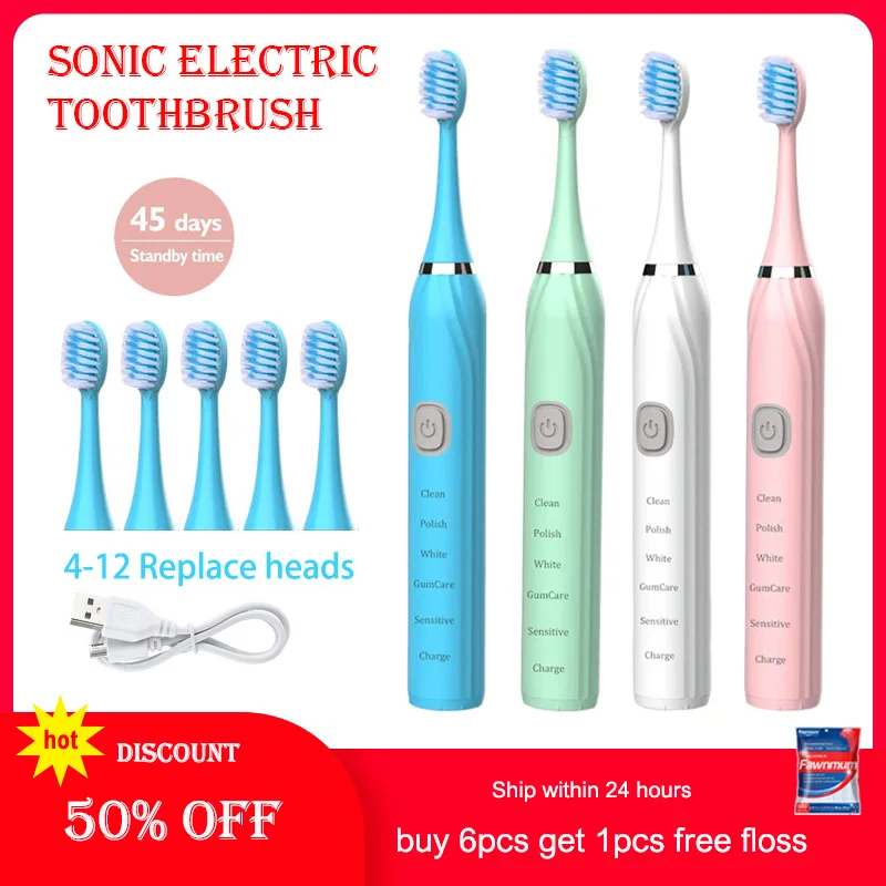 Ilike Sonic Electric Toothbrush for Men Women Adult Household 5 Mode USB Charger Rechargeable Soft Hair IPX7 Waterproof Brush