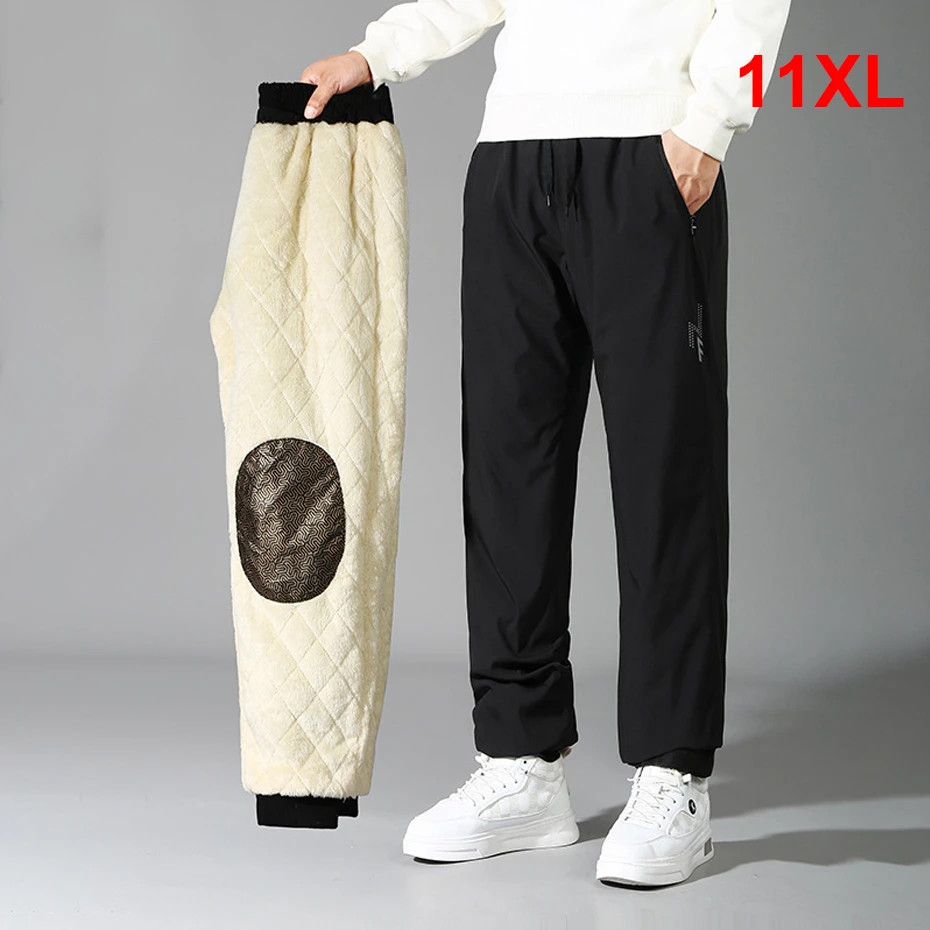 Fleece Pants Men Winter Warm Thick Pants Plus Size 10XL 11XL Fashion Casual Trousers Elastic Waist Jogger Pants Big Size 10XL