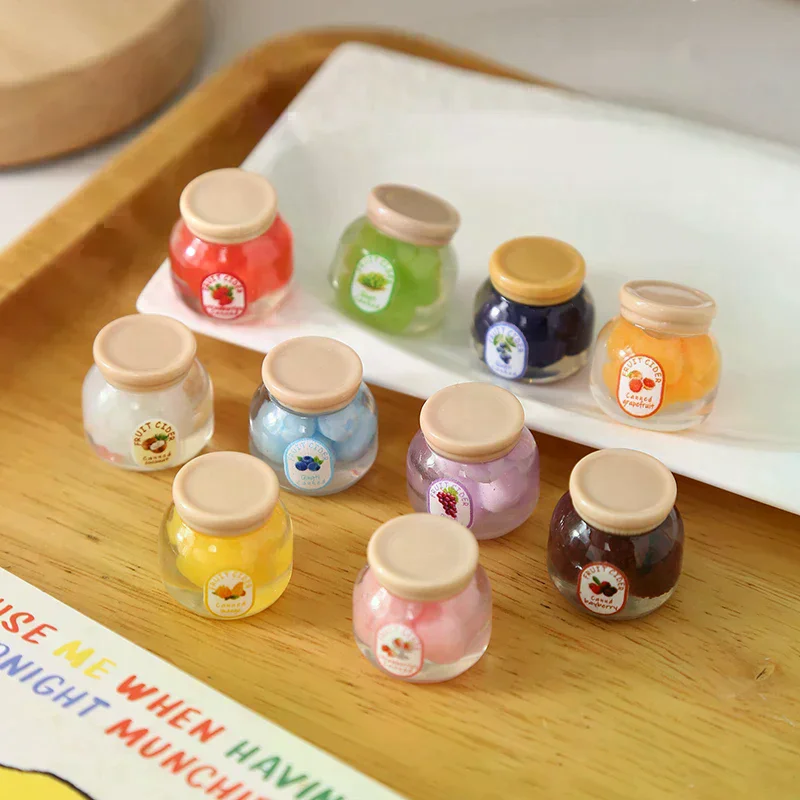 2pcs Dollhouse Simulation Fruit Candy Canned Jam Model Kitchen Food Accessories For Doll House Decor Kids Pretend Play Toys Gift