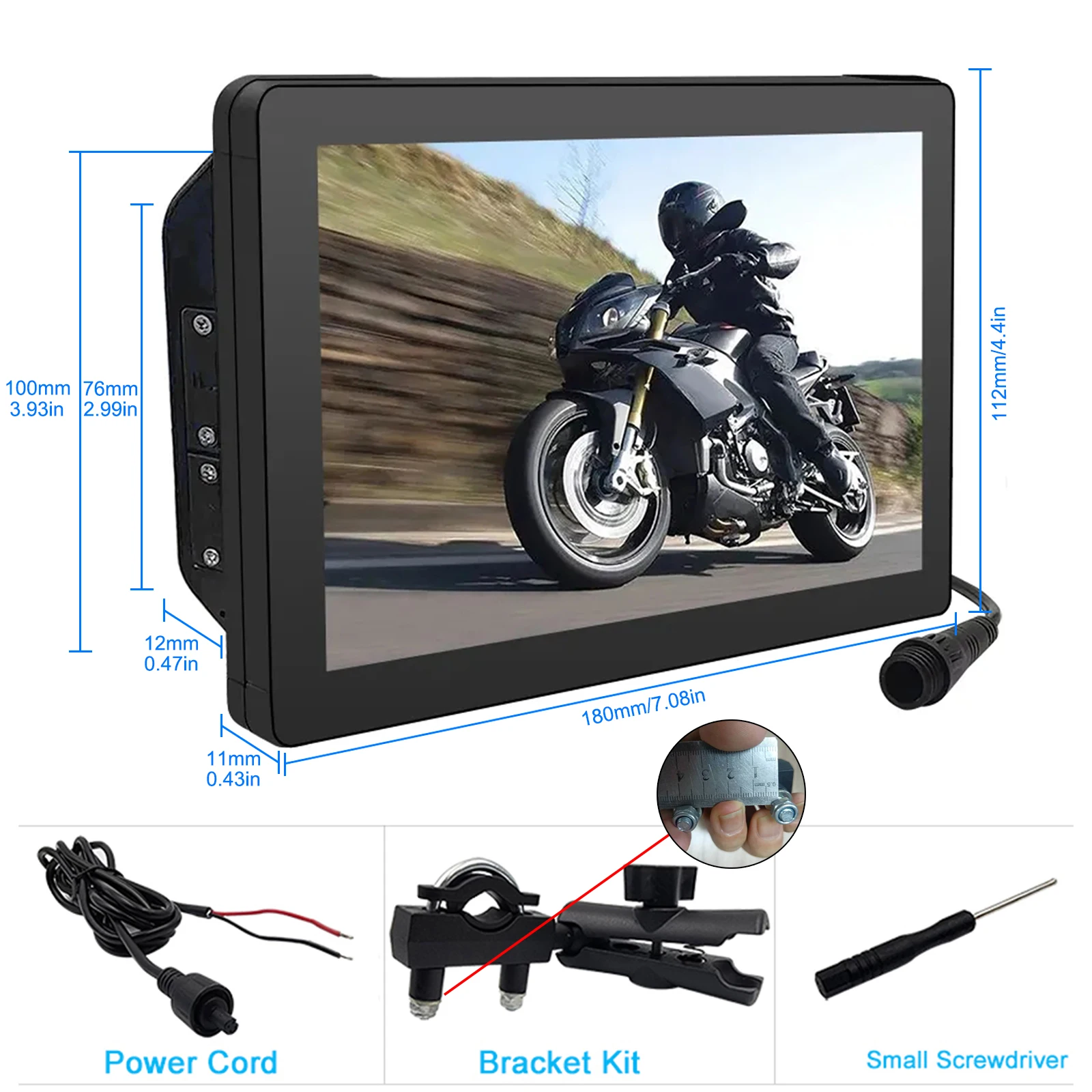 7 Inch Universal Touch Screen Motorcycle Navigator Motorcycle CarPlay Wireless Carplay Android Auto Bluetooth IPX7 Waterproof