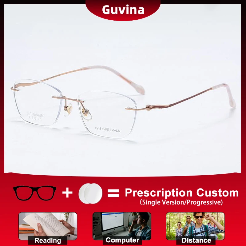 Nouvelles lunettes sans monture pour femmes en titane ultra-légères, anti-lumière bleue, optiques, photochromiques, progressives, avec prescription