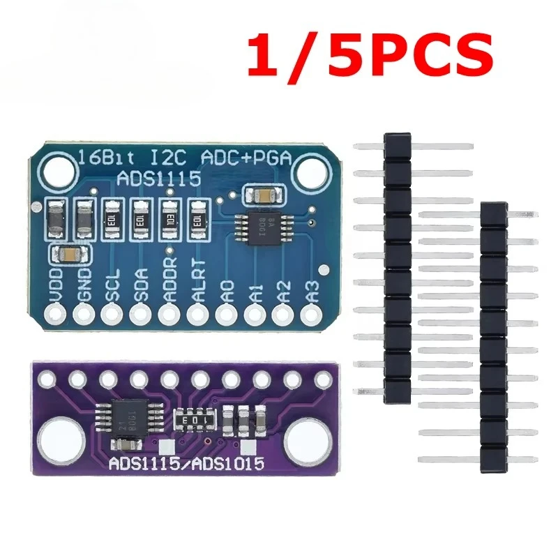 

ADS1115 16-битный модуль I2C, прецизионная 4-канальная плата разработки, усилитель усиления Pro, 2,0 В до 5,5 В, подходит для Arduino