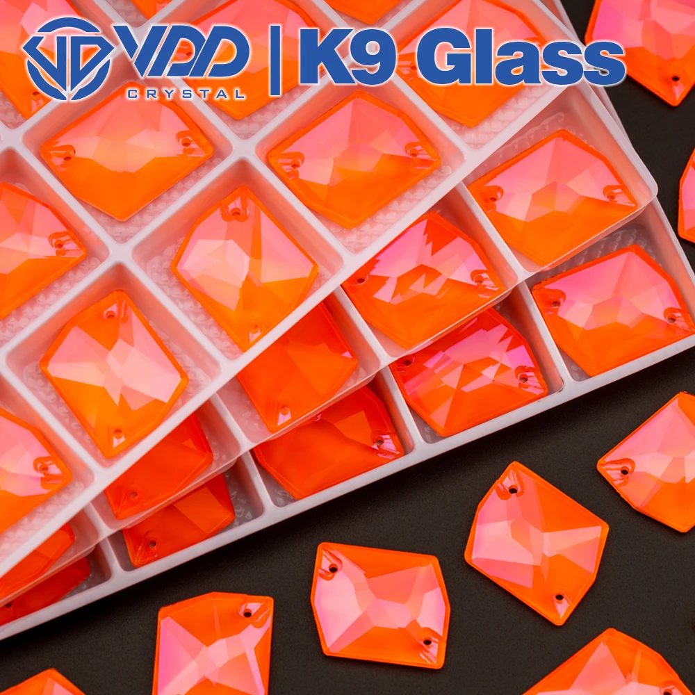 VDD 17x21mm Neon Orange Cosmic Top Quality Glass Sew On Rhinestones Crystal Flatback Stones For Clothes Decoration Wedding Dress