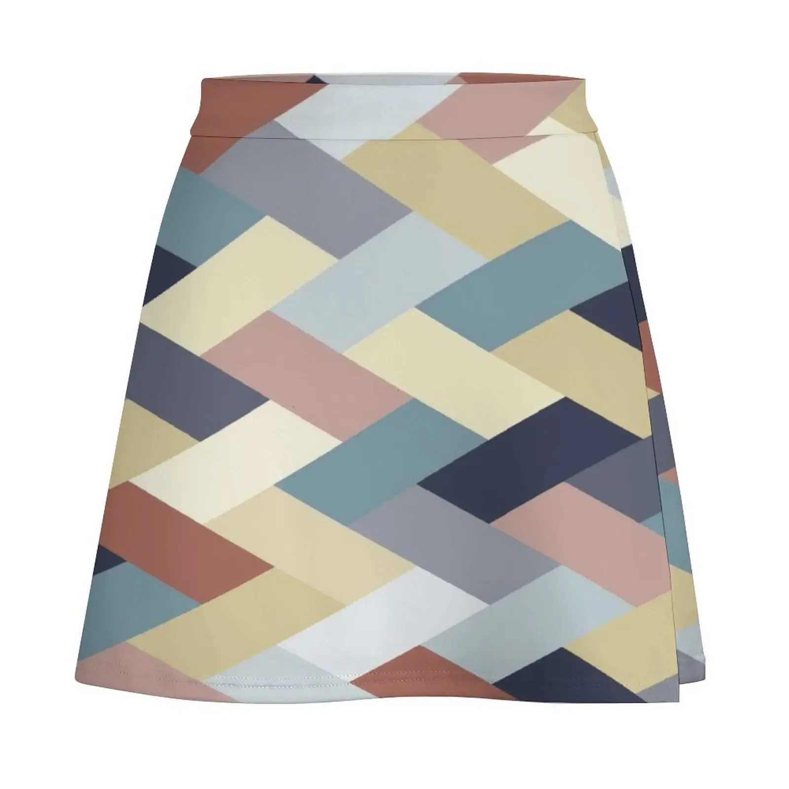 Earth Tones and Blues Geometry IB Mini Skirt mini skirt novelty in clothes summer clothes Mini Skirt