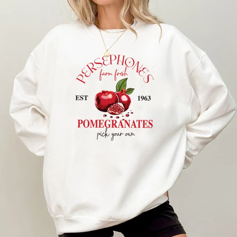 Persephone's Pomegranates Sweatshirt Greek Mythology Hoodie for Women Greek Goddess Crewneck Pullover Hoodies Woman Clothing