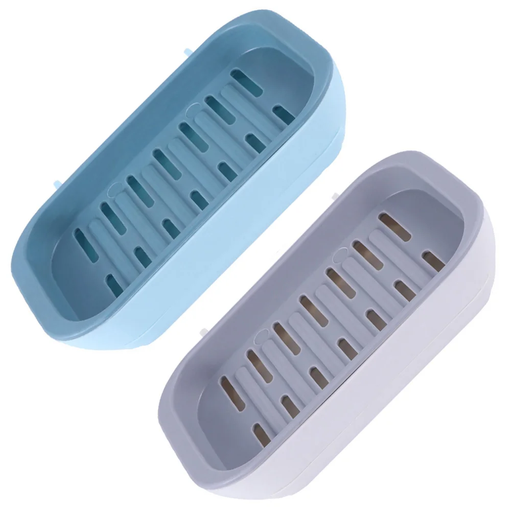 

2 pcs Three-Layer Soap Storage Cases Premium Wall Mount Soap Boxes Glossy Non-Metal Easy Install Punch-Free Drain Design