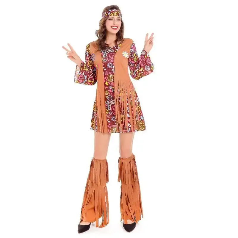 

Ladies Classic Seventies DJ Cosplay Outfit Retro Sixties Hippie Disco Dress Carnival Masquerade Costume