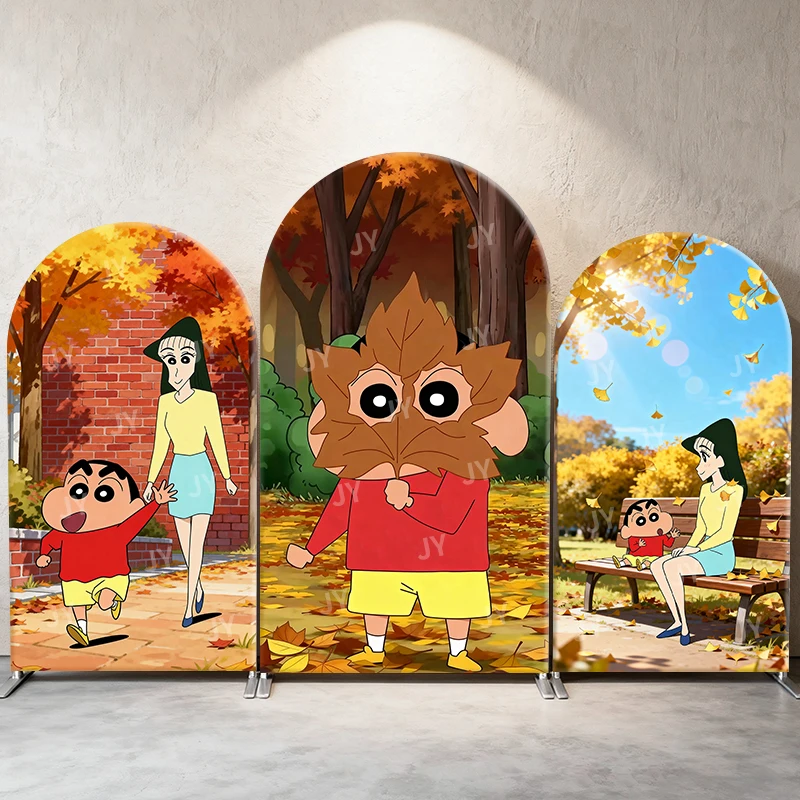 

Crayon Shin Chan Autumn Ginkgo Theme Arch Backdrop Cover Fallen Leaves Background For Kids Birthday Baby Shower Party Decoration
