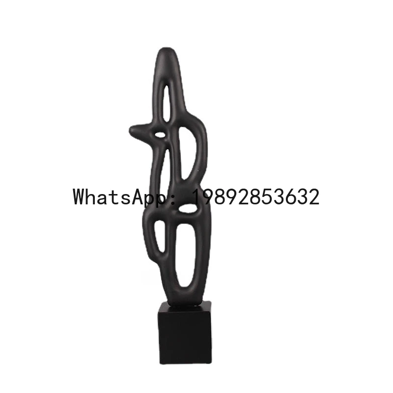 Resin Handicraft Hollow Geometric Sculpture Black and White Irregular Decorative Figurines Room Decoration Accessories