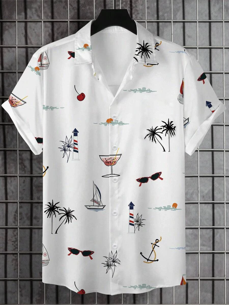 Men's Hawaiian Vacation Casual Button Down Short Sleeve Shirt
