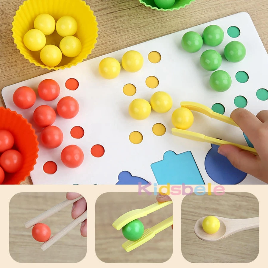 Juguete de cuentas con Clip Montessori para niños, juguete de clasificación de conteo de matemáticas de madera, entrenamiento de Motor fino, clasificación de colores, juguetes educativos sensoriales, regalos