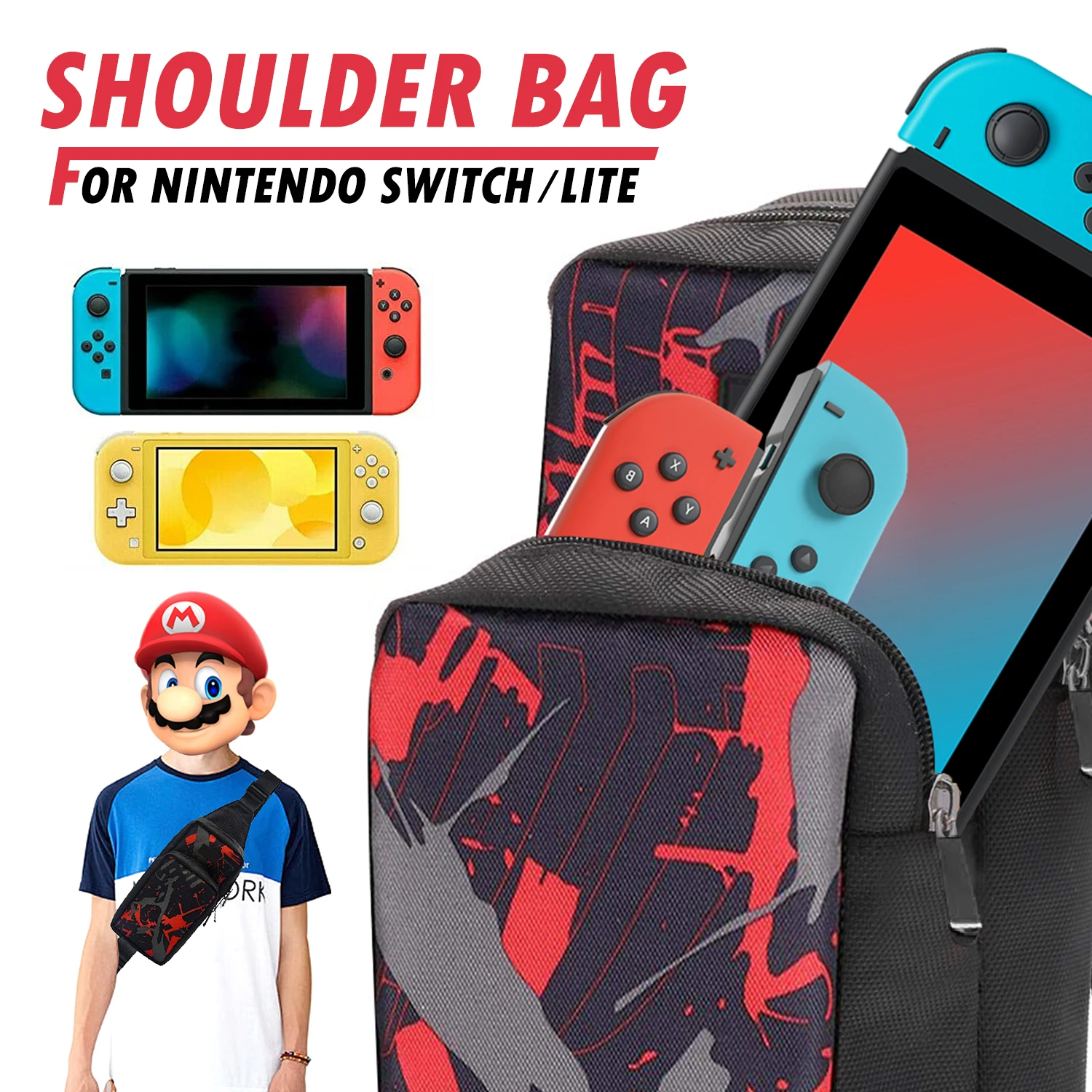 Shoulder Bag for Nintendo Switch OLED Case Crossbody Sling Bag Waterproof Nylon Travel Pouch for Switch Lite Console Accessories