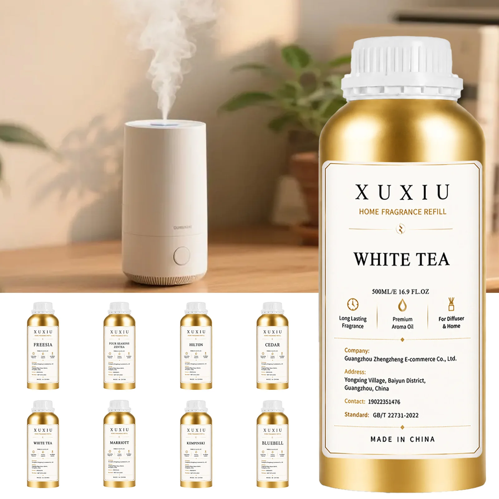 500ML Long-Lasting Oil-Based Fire-Free Essential Oil for Indoor Hotel Home Bedroom Fragrance Replenishing Liquid