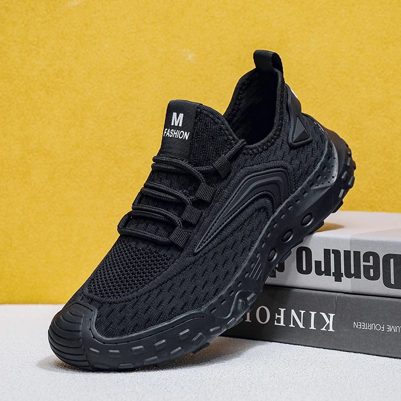 Clássico casual sapatos de verão masculino respirável malha sapatos verão ao ar livre tênis de caminhada anti-colisão toe masculino calçado de trekking