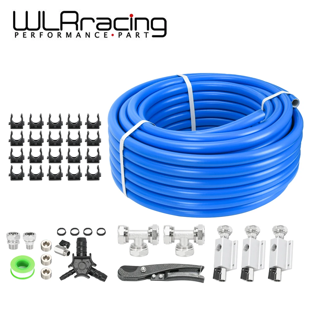 M7500 Compressed Air Piping System with 3/4 Inch ID x 100 feet HDPE Tubing & Aluminum Outlet Blocks For Garage Connect