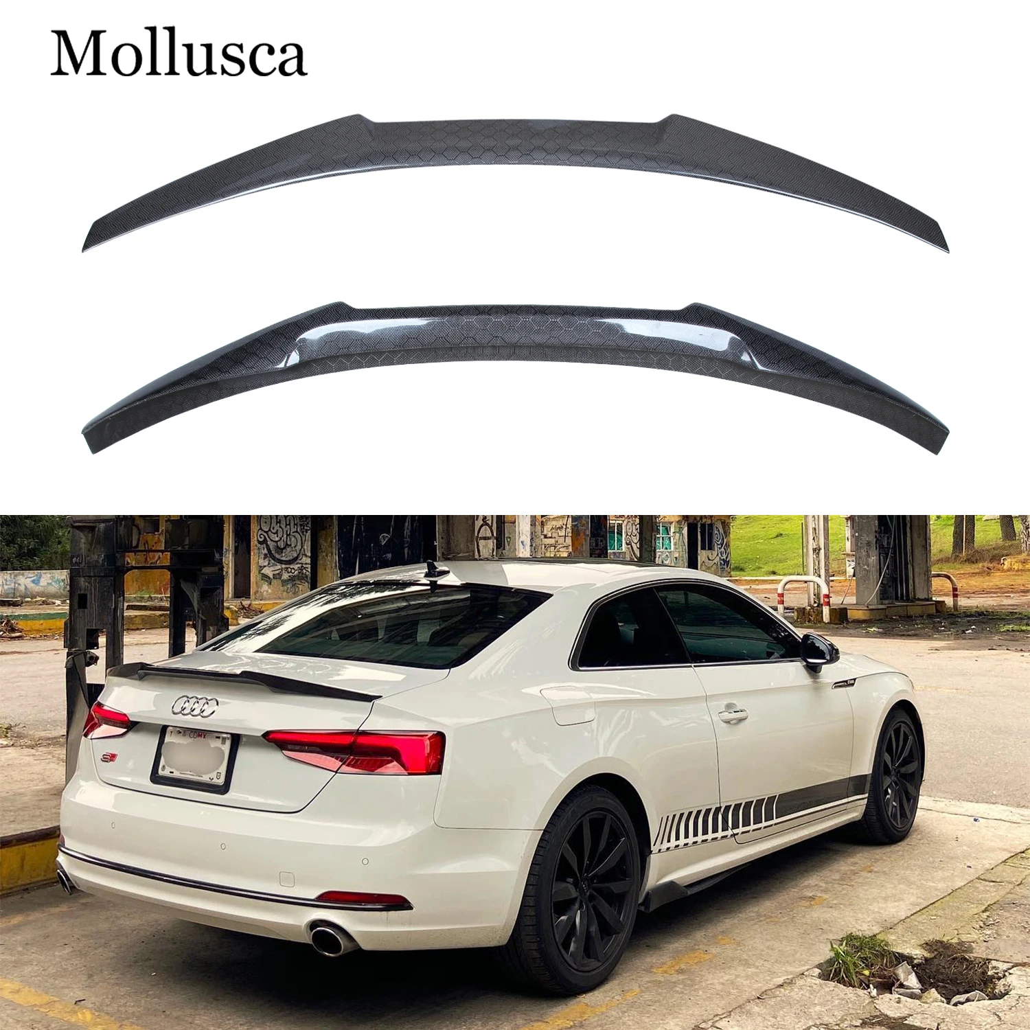 

For AUDI A5 S5 RS5 B9 2Door Coupe M4 Style Honeycomb Carbon Fiber Rear Spoiler Trunk Wing 2016-2025