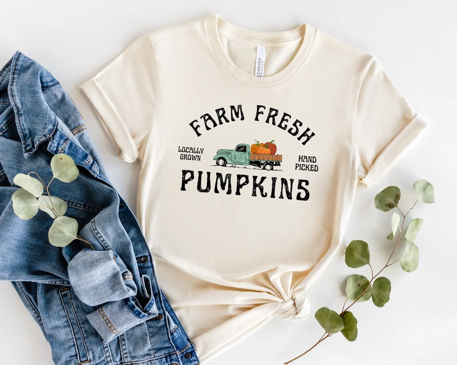 

Farm Fresh Pumpkins Shirt Fall T Vintage Truck Retro Halloween Tees