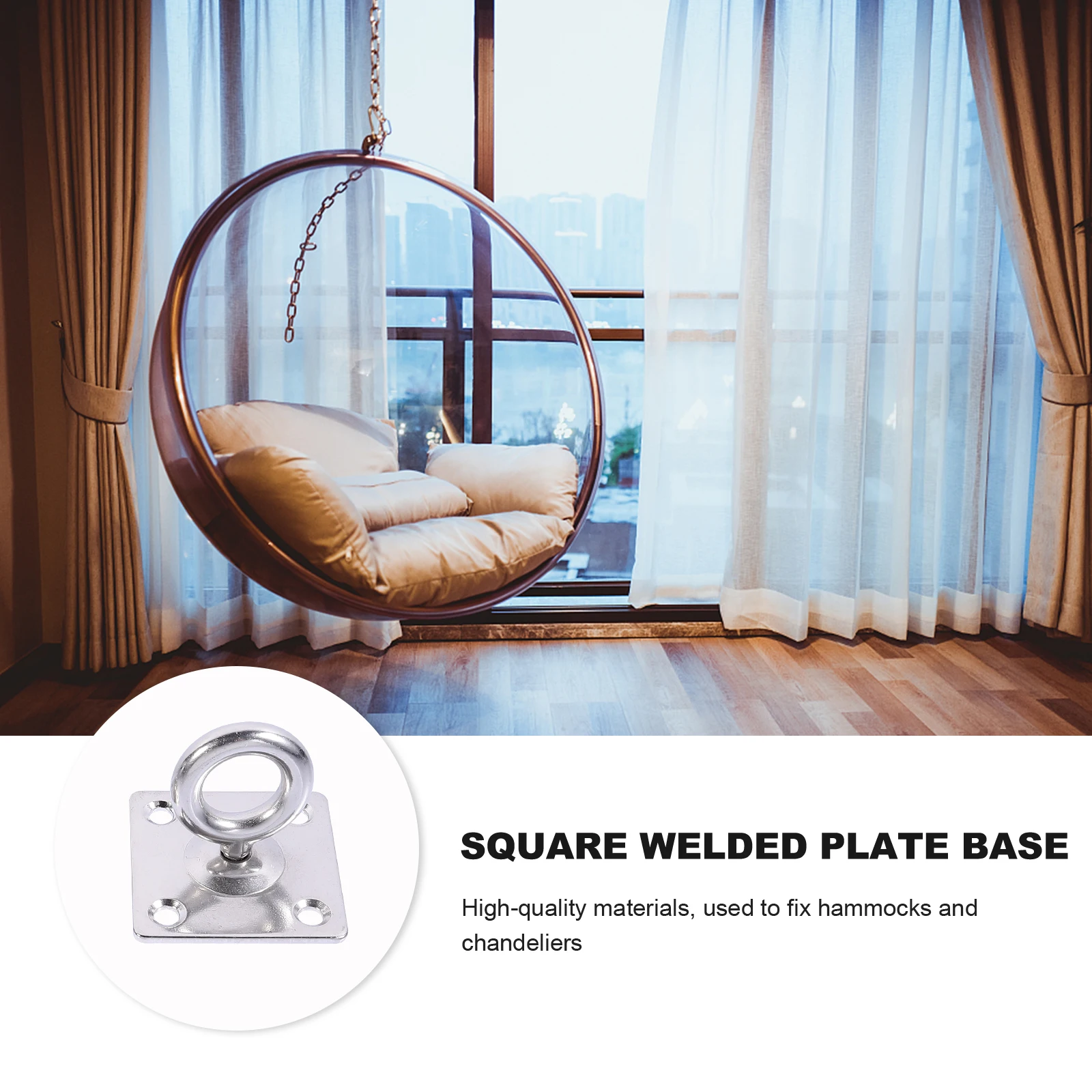 

2pcs Stainless Steel Suspension Hooks M8 Ceiling Hangers Durable Eye Plate Mounts For Gymnastics Rings Yoga Swings Porch