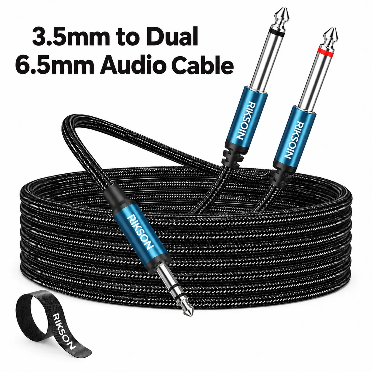 Riksoin 3.5mm to Dual 6.5mm Audio Cable Stereo Y Splitter AUX Cord for Phone Laptop Mixer Amplifier Speaker Home Studio DJ Setup