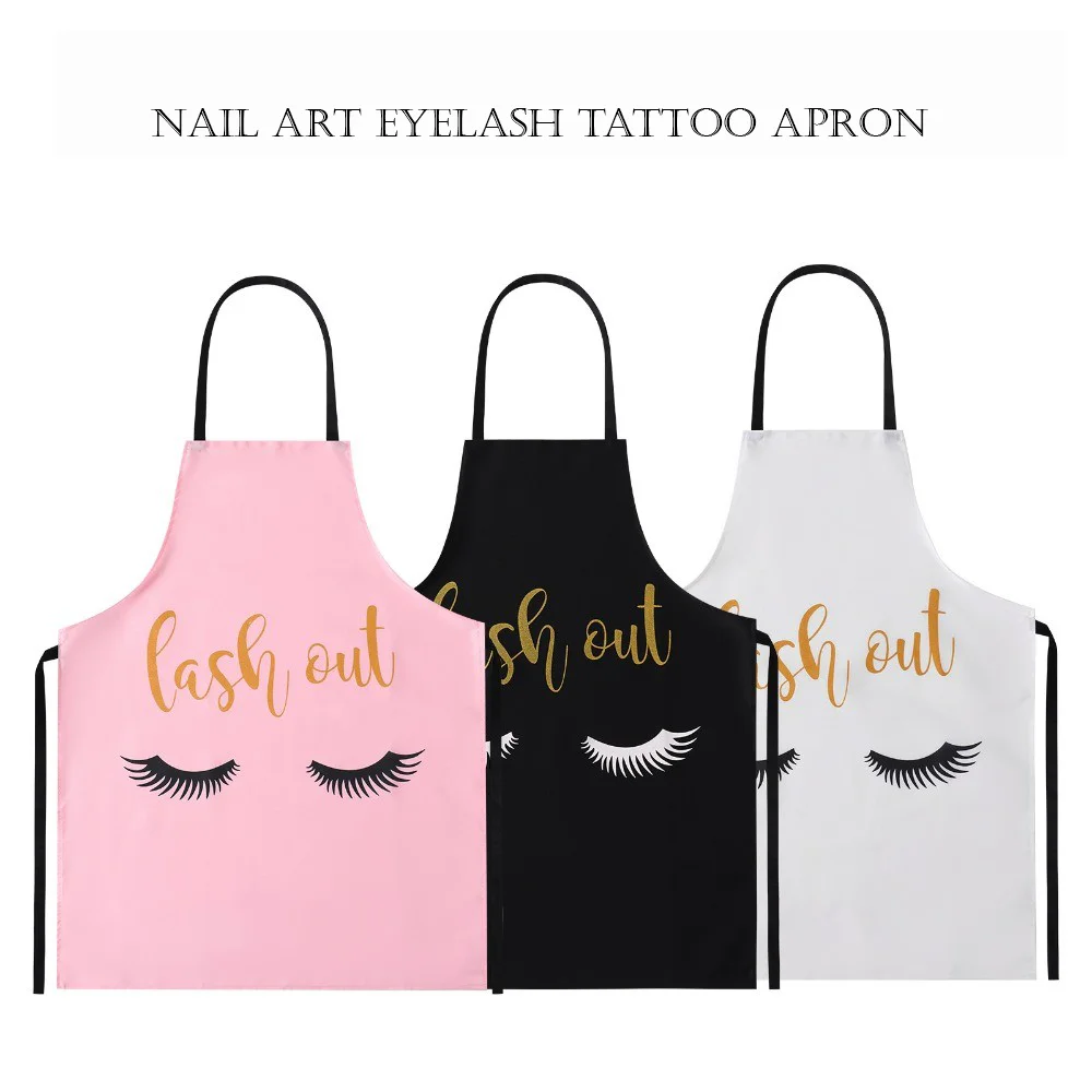 Funny Eyelash Printed Aprons Waterproof Lashes Makeup Artist Apron Nail Teach Aprons Bib Aprons for Chef Kitchen Cooking Baking