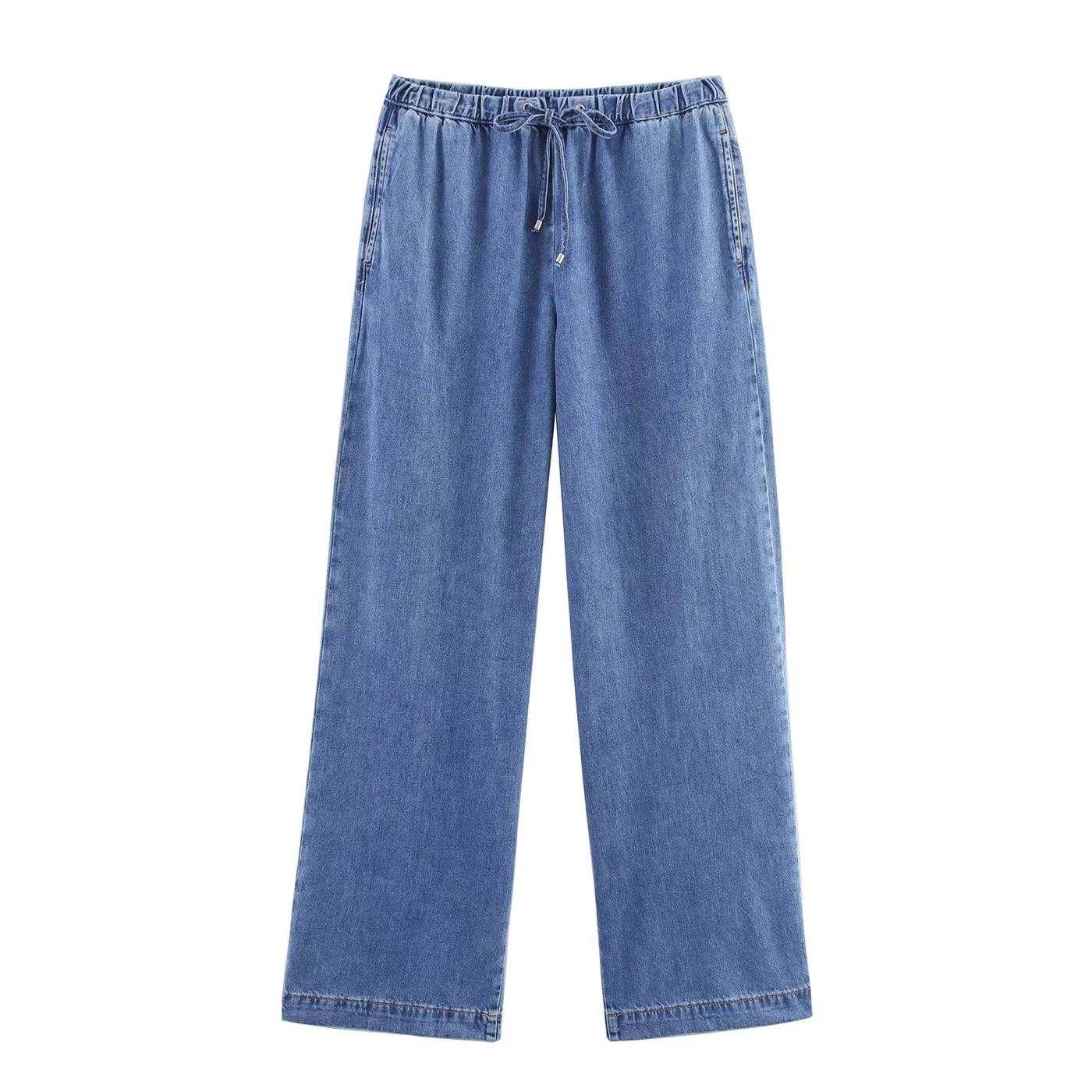 بدلة نسائية من قماش الدنيم 2025 قميص قصير من قماش الدنيم على الموضة للسيدات جديد بنطال جينز واسع الساق