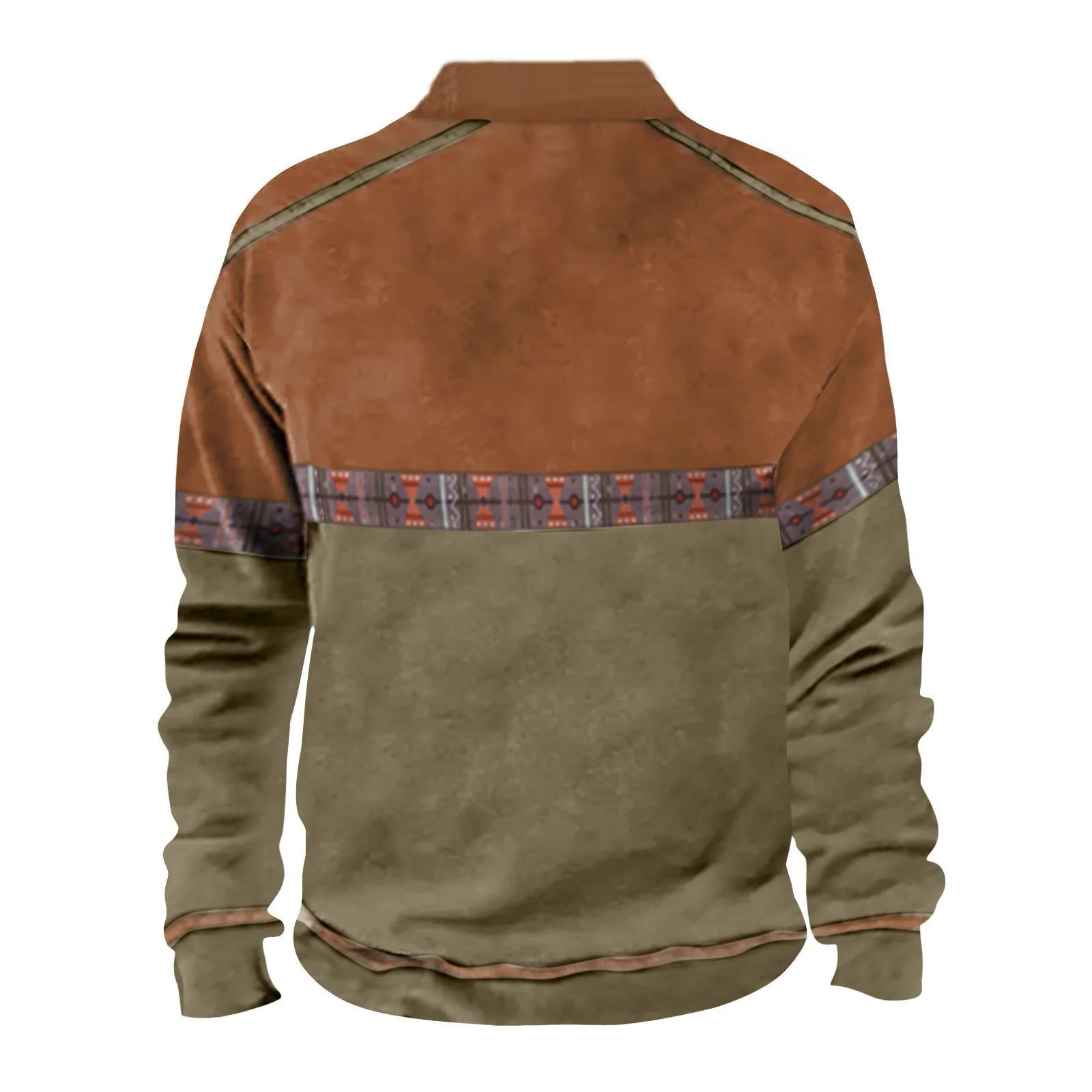 Pulover ritsleting pria, Vintage musim gugur musim dingin lengan panjang Pullover atasan kontras ukuran besar pakaian kerah berdiri kaus hangat