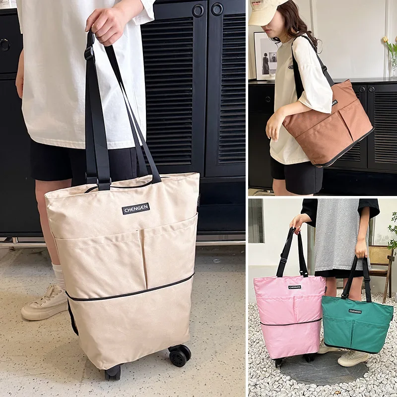 Roller Shopping Bag Travel Bags Universal Wheel Supermarket Rolling Pull Cart Foldable Grocery Food Organizer Vegetables Bag