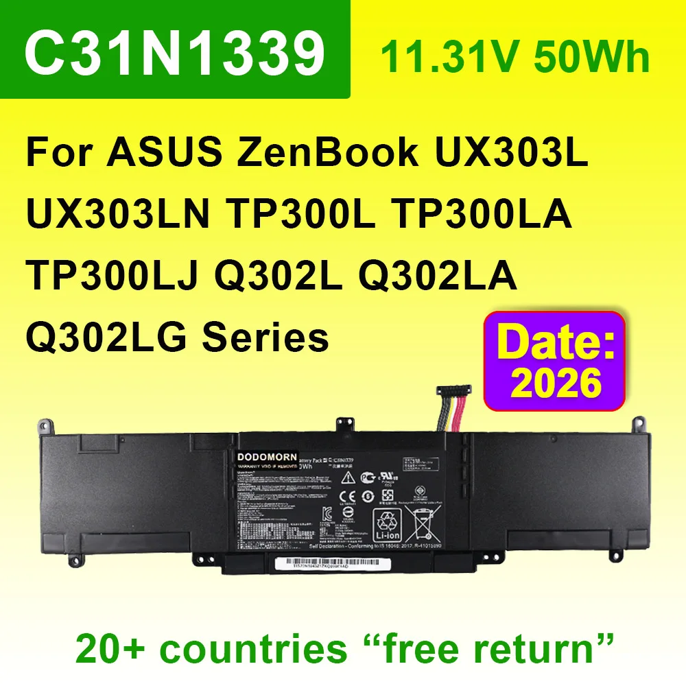 C31N1339 Battery For ASUS ZenBook UX303L UX303LN TP300L TP300LA TP300LJ Q302L Q302LA Q302LG Series Laptop Batteries 11.31V 50Wh