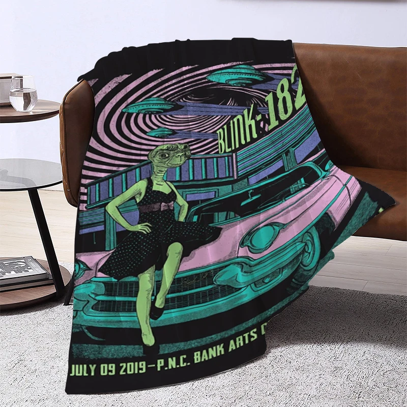 

Rock Band B-Blink 182 Blanket Sofa Blankets and Bedspreads Double Bed Comforter Furry Winter Bedspread the Knee Warm Baby Fleece