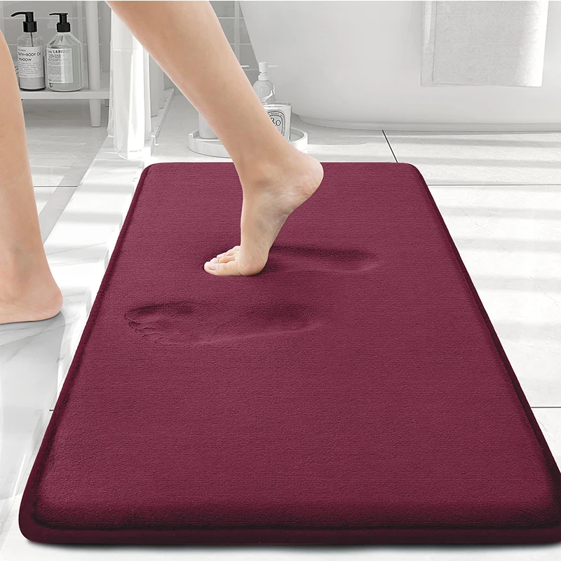 Homaxy Memory Foam Solid Color Bathroom Mat Floor Mat Indoor Non Slip Door Mat Dirt Trap Absorbs Water Comfortable Bathroom Mat