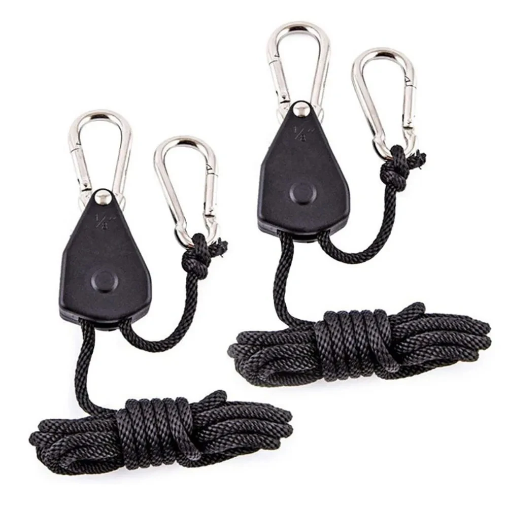 2pcs Light Adjustable Reinforced Hangers Hanging Ratchet Pulley Grow Duty Rope Pulley Duty Clip Plant Grow Ropes