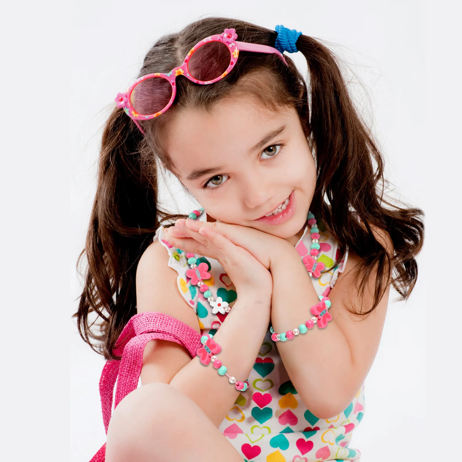 2-teiliges Halsketten- und Armband-Set aus Holzperlen, hochwertig, handgefertigt, sicher, gratfrei, Kinderschmuck, lustige Partygeschenke, trendige Accessoires