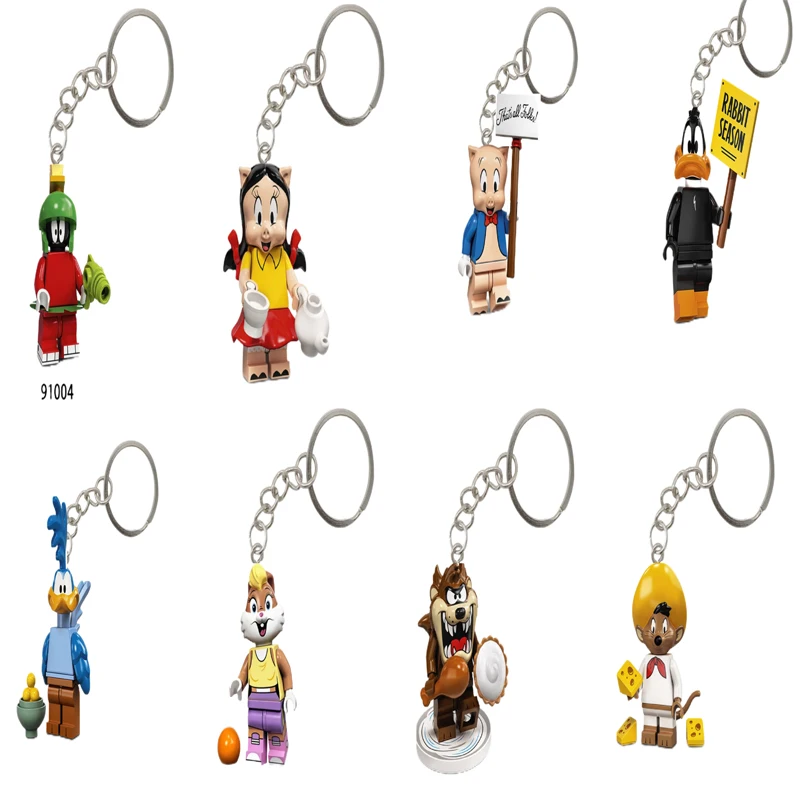 Disney Film Anime Robot Bouwstenen Sleutelhanger Cartoon Kleine Pop Model Speelgoed Mannen Vrouwen Auto Tas Charme Hanger Paar Gift