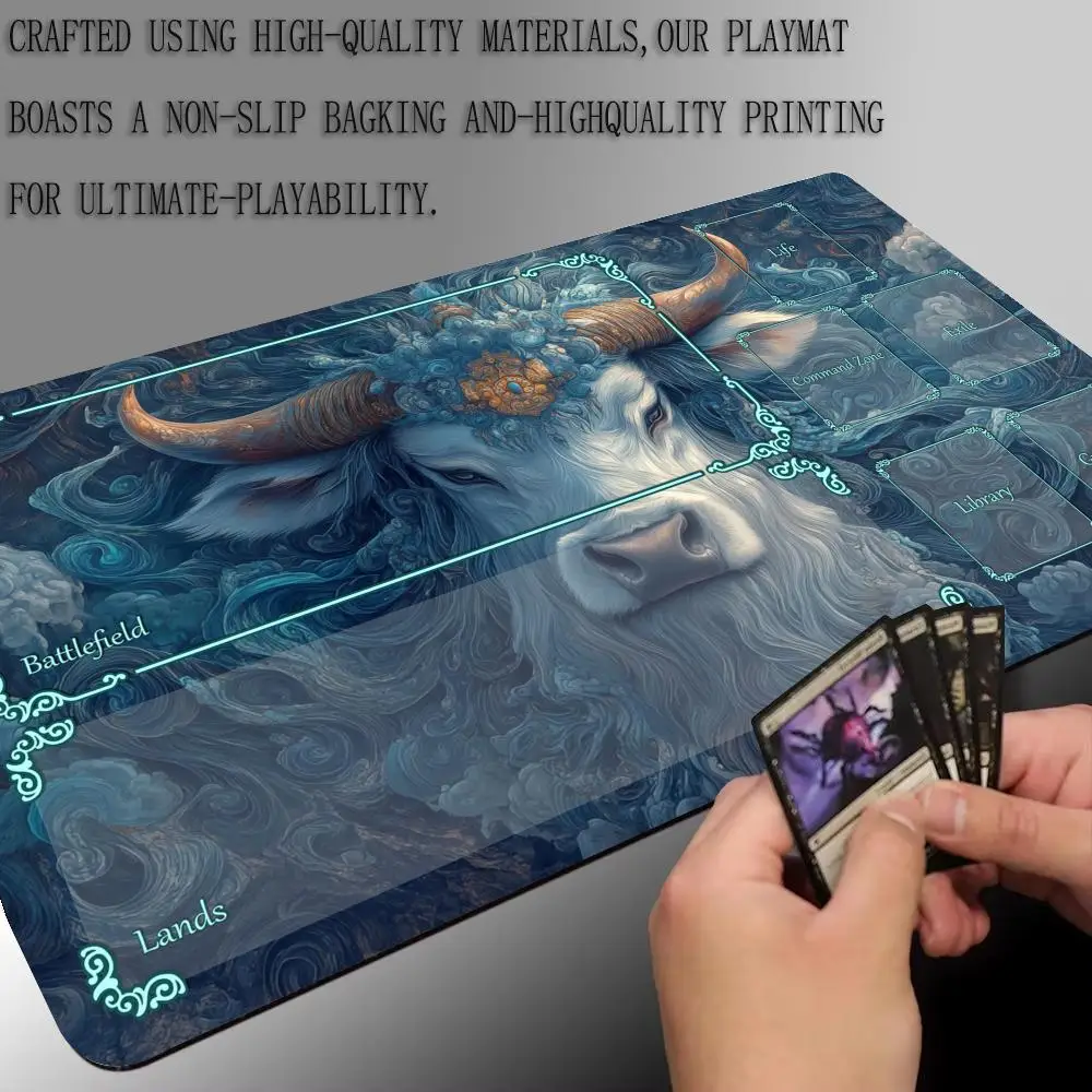 

Mythological ox image pattern MTG Playmat Magic Card Battle Mat 35X60CM Desk mat tapete magic mtg Non-Slip Durable Stitched Edge