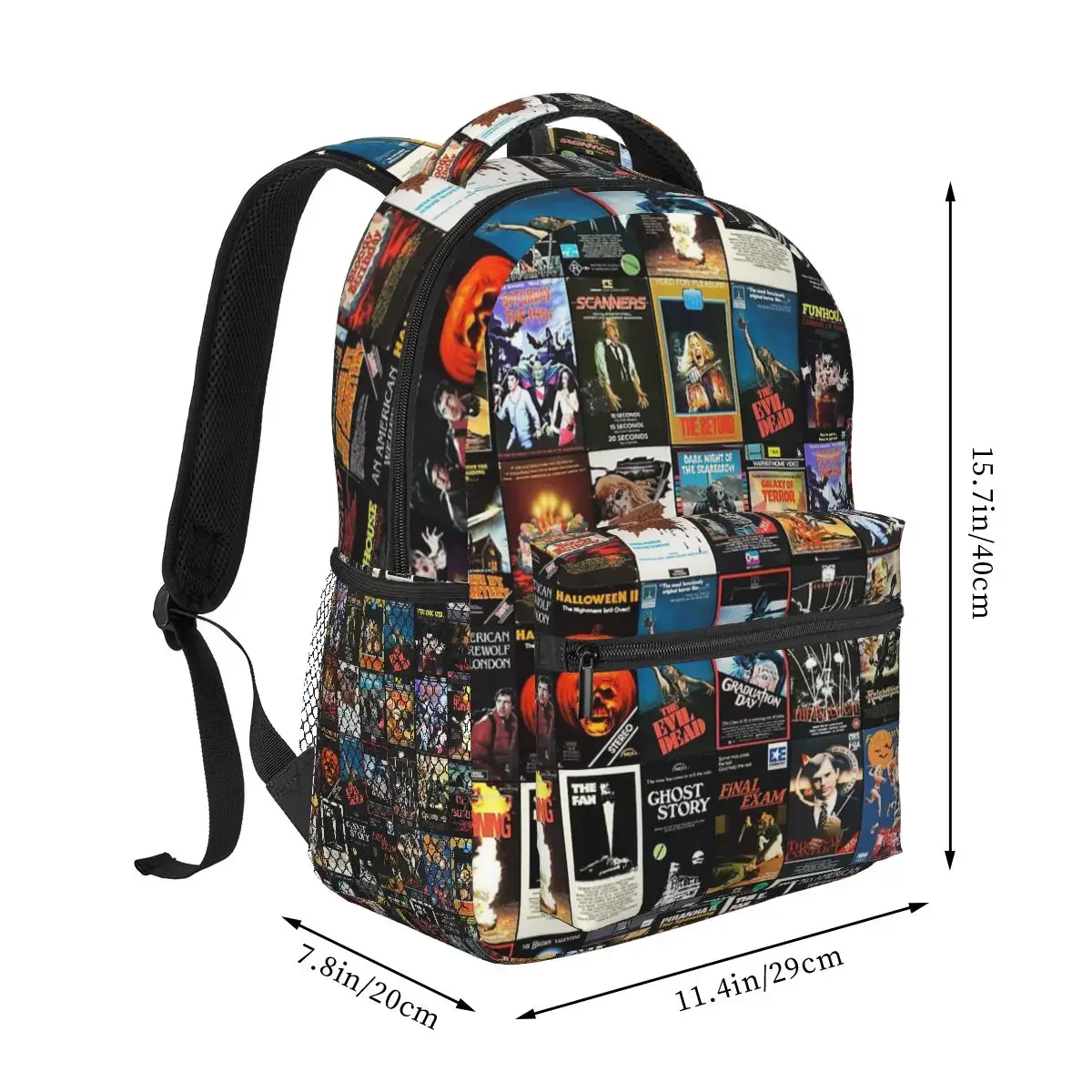 Retro Horror Vhs Artwork Backpacks Boys Girls Bookbag Students School Bags Cartoon Kids Rucksack Shoulder Bag Large Capacity