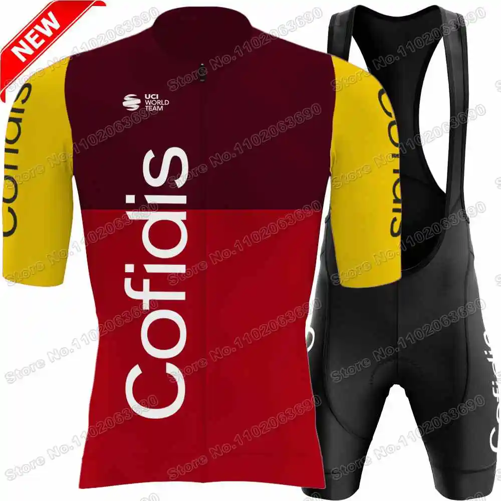 Maillot de Ciclismo Equipo Cofidis 2025,Ropa de Ciclismo de verano Tour Italia Francia España,Conjunto de manga corta,Camisetas y trajes de ciclismo de carretera para hombre,Culottes de ciclismo MTB Uniforme