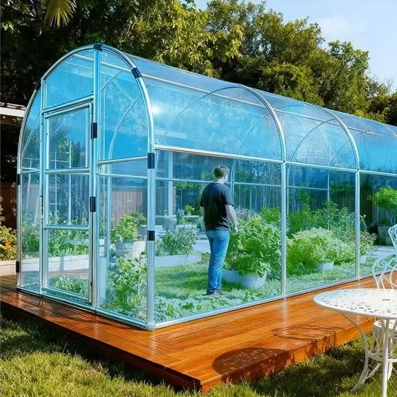 4m 5m 6m Walk-in Polytunnel Tunnel Greenhouse Outdoor Plant Grow Tent Hothouse Round Gable Home Garden Greenhouse Heat Shed