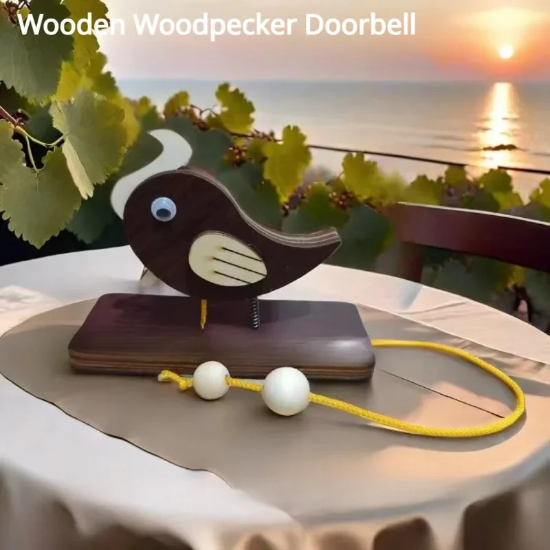 Wooden Woodpecker Doorbell Entrance Wireless Door Bell  Woodpecker Shaped Doorbell Door Bell Decor Home Decoration Room Decor