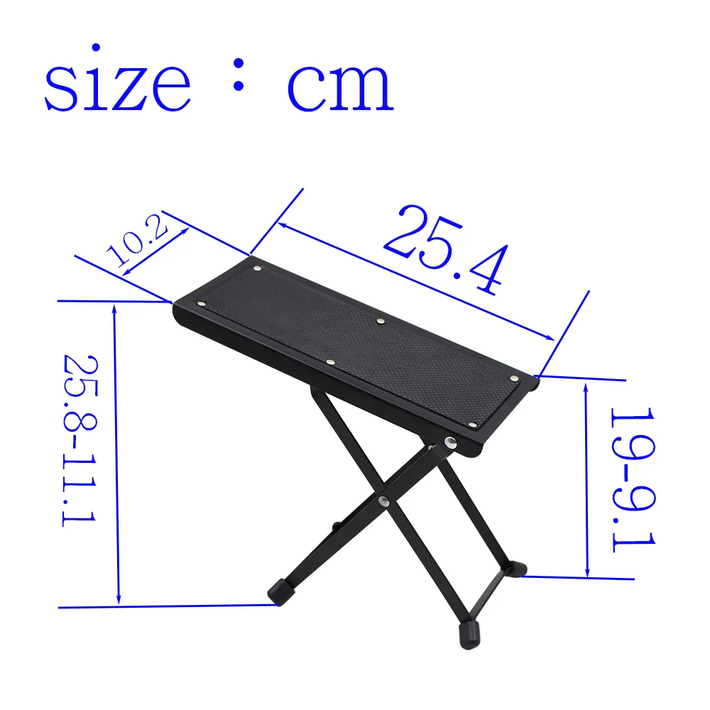 Gitarren-Fußstütze, Pedal, Metall-Trittbrett, rutschfeste Pads, höhenverstellbar, faltbar, Stützfußhocker, Gitarrenteile und Zubehör – Detail 4