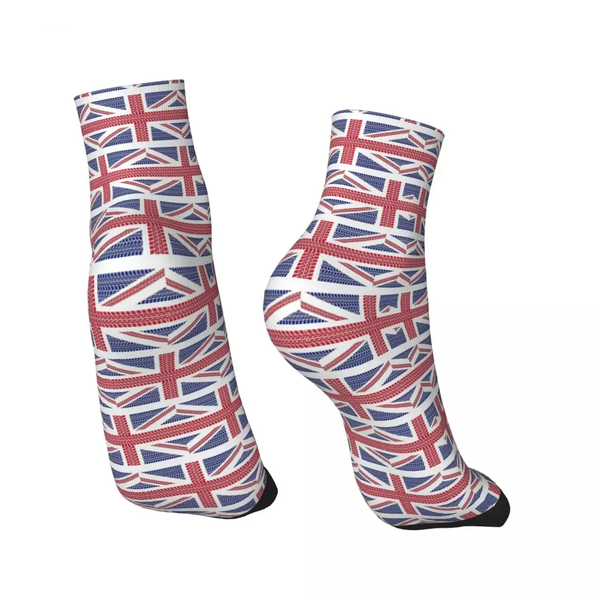 Tire Track Union Jack British National Flag Ankle Socks Male Mens Women Spring Stockings Polyester