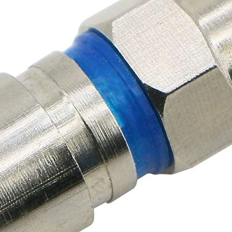 การบีบอัด RG6 F Connector Coax Coaxial ปลั๊กอะแดปเตอร์สําหรับดาวเทียมและเคเบิลทีวี (50 แพ็ค)