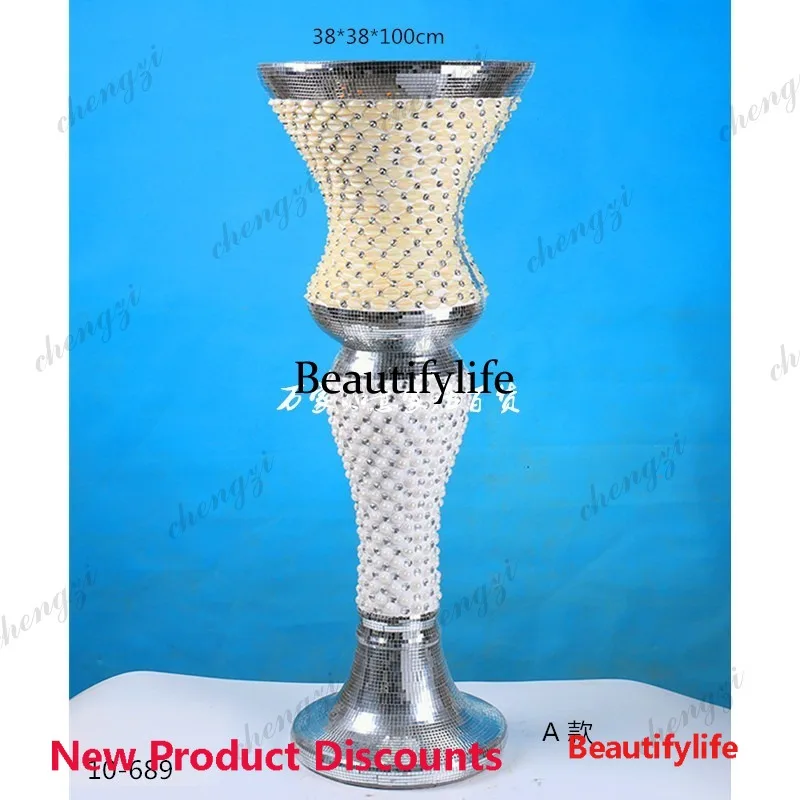 03 Vase de sol en verre fin simple avec autocollant perlé, pour fleurs artificielles, décoration pour salon, maison, hôtel
