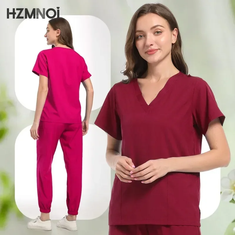 Multicolorido esteticista workwear cor sólida roupas de trabalho de laboratório uniformes de enfermagem médica clínica esfrega conjuntos uniformes de enfermeira atacado