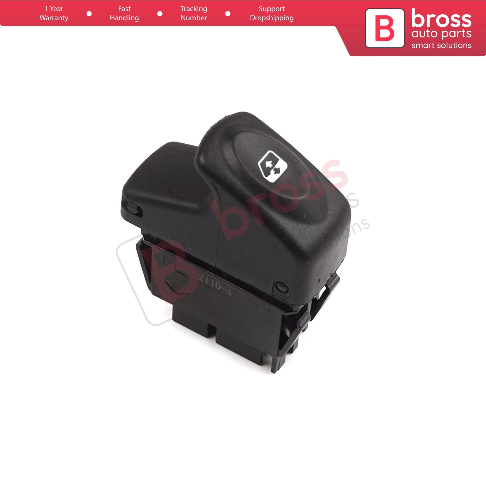 Bross Auto Parts BDP853 Window Control 6-Pin Switch BLACK COLOR SINGLE BUTTON 7700838101 for Renault Megane Scenic 1 Clio 2