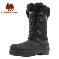 GOLDEN CAMEL Women's Mid Calf Snow Boots Warm Fur Winter Boots Classic Short Boots with Lace Up Zipper for Outdoor Hiking Shoes