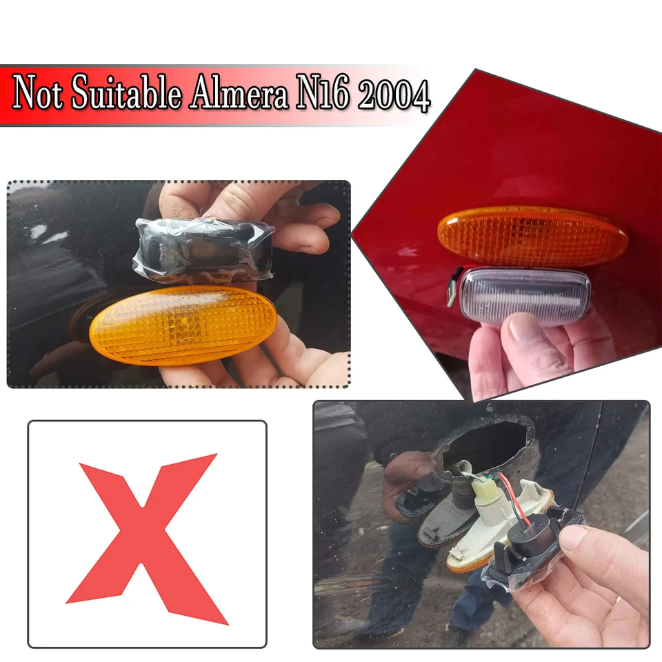 2Pcs LED Side Marker Lamp Turn signal Repeater lights For Nissan