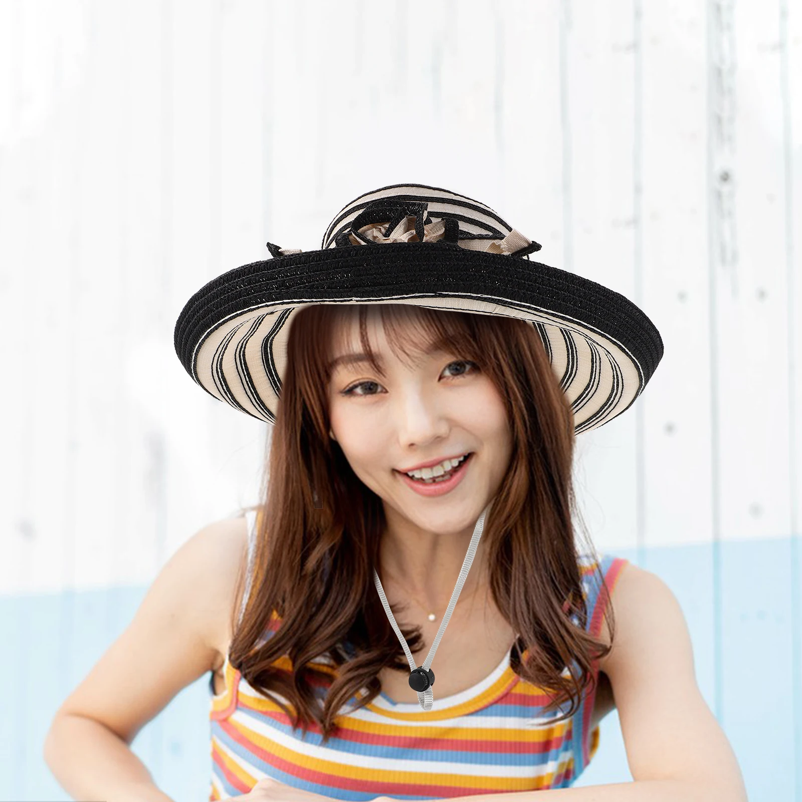 

Straw Woven Fashionable Sunscreen Hat Fedora Beach for Women Cap Bucket Flowers Boho Panama